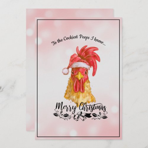 Spicy Funny Chicken Merry Christmas Holiday Card
