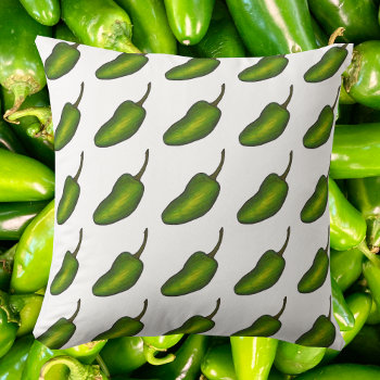 Spicy Green Hot Jalapeño Pepper Vegetable Veggie Throw Pillow by rebeccaheartsny at Zazzle
