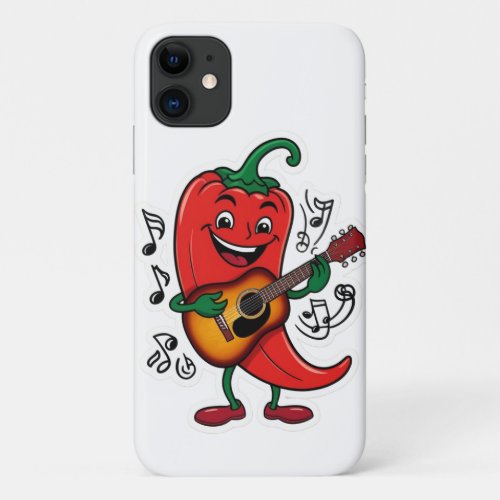 Spicy Guitar Pepper Sticker Design iPhone 11 Case