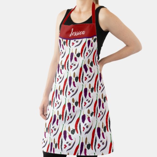 Spicy Hot Peppers Personalized Apron