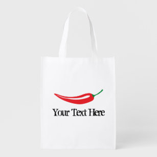 Spicy hot red chili pepper grocery shopping bag