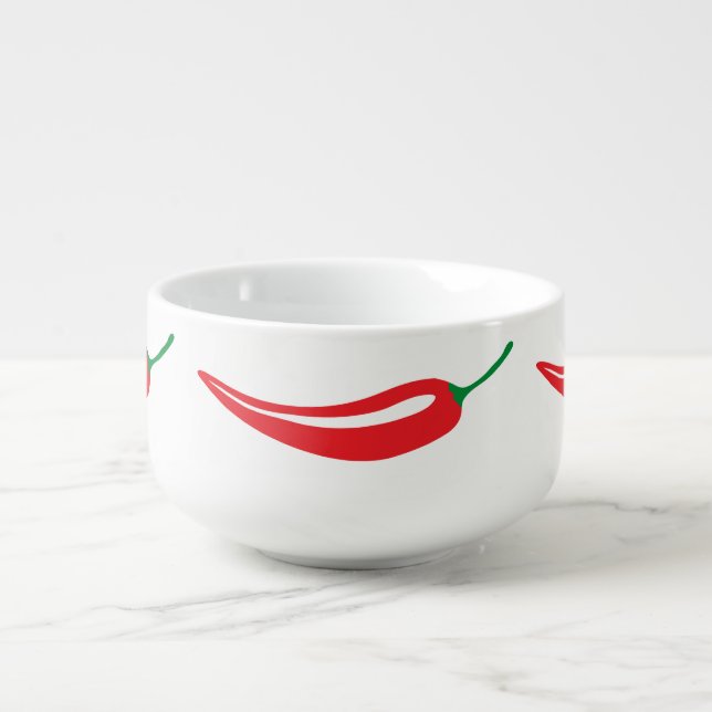 Spicy hot red chili pepper soup bowl mug (Front)