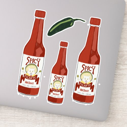 Spicy Hot Sauce Cat with Maracas Salsa Set Sticker