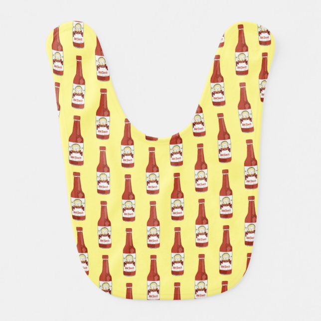 Spicy Hot Sauce Picante Pattern Cat Maracas Baby Bib (Front)