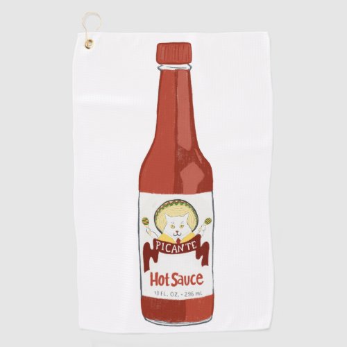 Spicy Hot Sauce Salsa Picante Cat Maracas Golf Towel