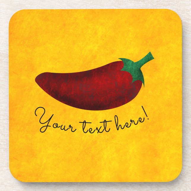 Spicy Hot Southwest Chili Pepper Pattern Drink Coaster (Front)