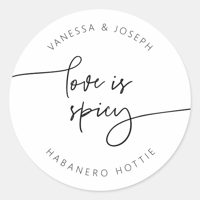 Spicy Jam Jar Label Wedding Favor Sticker G400 (Front)