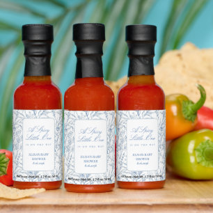 Spicy Little One Blue Baby Shower Hot Sauce Favor