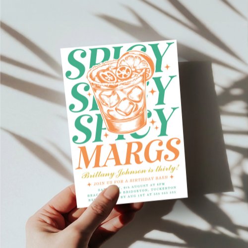 Spicy Margs Modern Bright Margarita 30th Birthday Invitation