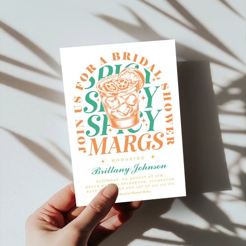 Spicy Margs Modern Bright Margarita Bridal Shower Invitation