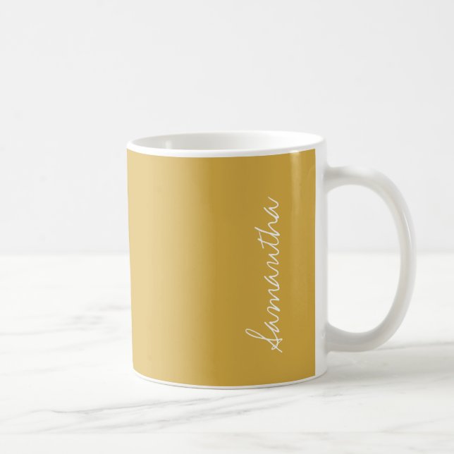 Spicy Mustard Yellow Gold Solid Color Personalize Coffee Mug (Right)