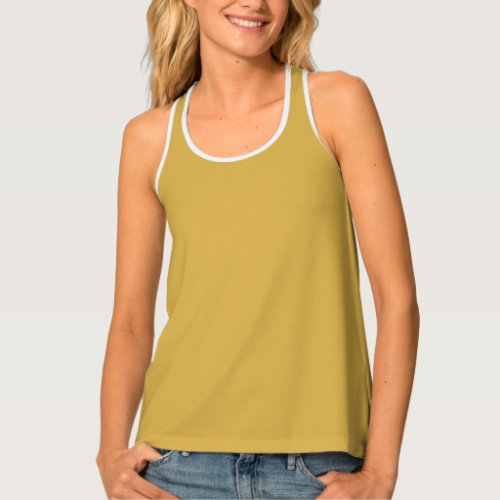 Spicy Mustard Yellow Solid Color Print Vintage Tank Top