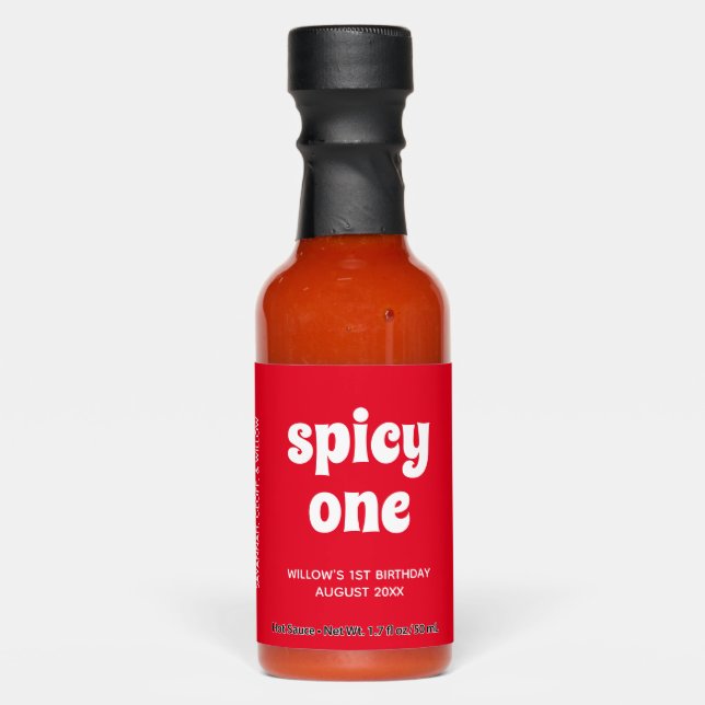 Spicy One First Birthday Party Favor Hot Sauce (Front)