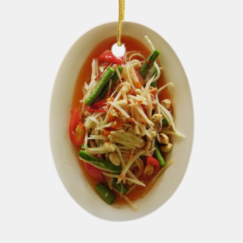 Spicy Papaya Salad Som Tam  Thai Lao Food Ceramic Ornament