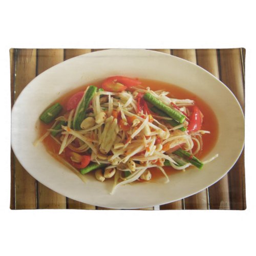 Spicy Papaya Salad Som Tam  Thai Lao Food Cloth Placemat