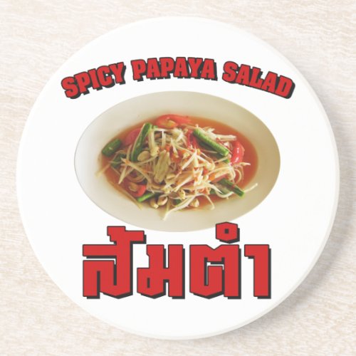 Spicy Papaya Salad Som Tam  Thai Lao Food Drink Coaster