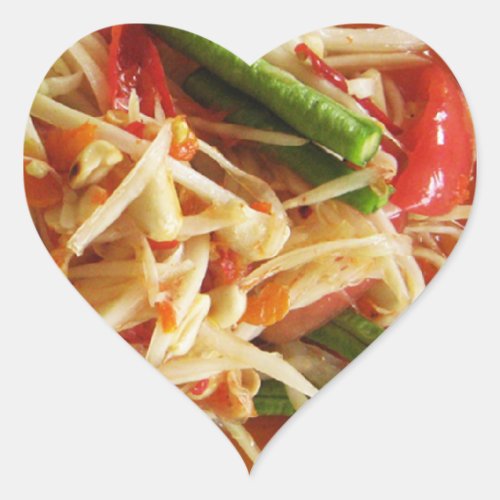 Spicy Papaya Salad Som Tam  Thai Lao Food Heart Sticker