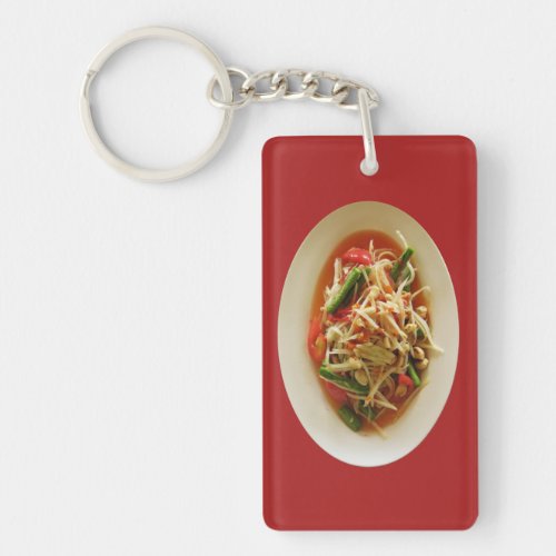 Spicy Papaya Salad Som Tam  Thai Lao Food Keychain