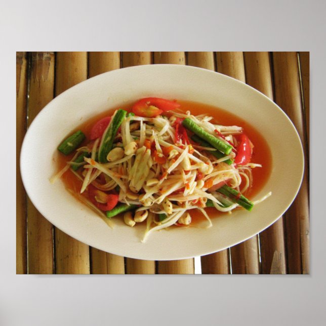 Spicy Papaya Salad [Som Tam] ... Thai Lao Food Poster (Front)