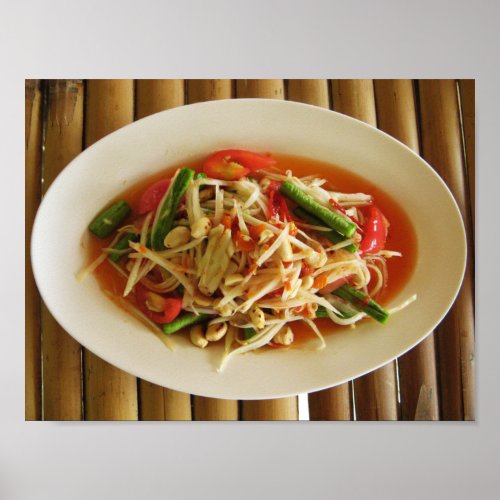 Spicy Papaya Salad Som Tam  Thai Lao Food Poster