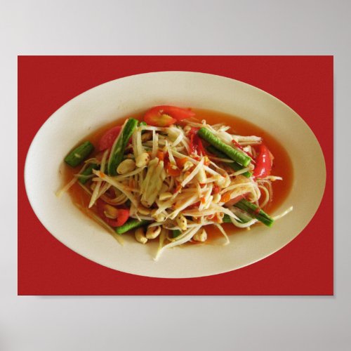 Spicy Papaya Salad Som Tam  Thai Lao Food Poster