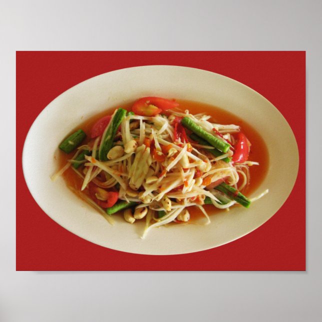 Spicy Papaya Salad [Som Tam] ... Thai Lao Food Poster (Front)