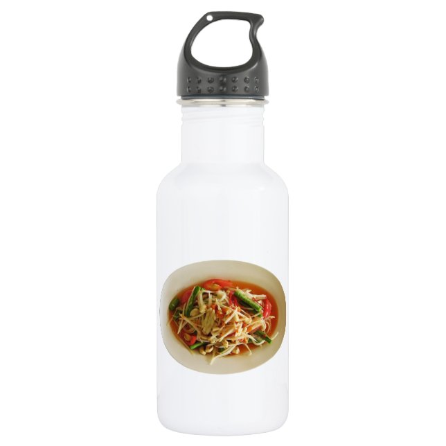 Spicy Papaya Salad [Som Tam] ... Thai Lao Food Stainless Steel Water Bottle (Front)