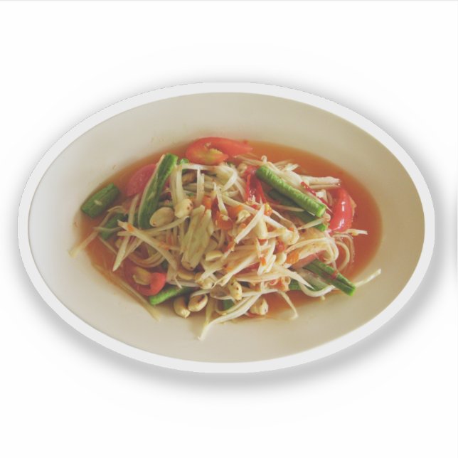 Spicy Papaya Salad [Som Tam] ... Thai Lao Food Sticker (Front)