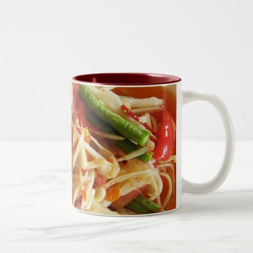 Spicy Papaya Salad Som Tam  Thai Lao Food Two_Tone Coffee Mug