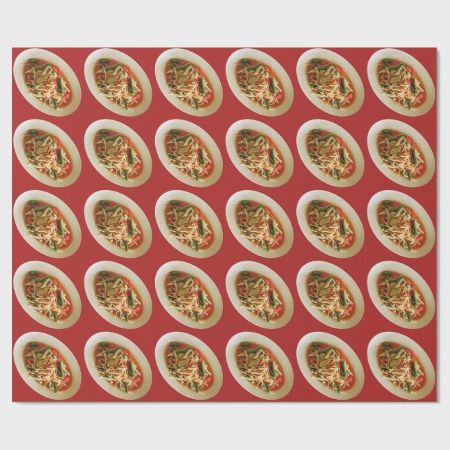 Spicy Papaya Salad [Som Tam] ... Thai Lao Food Wrapping Paper (Flat)