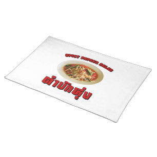 Spicy Papaya Salad [Tam Mak Hung] Isaan Dialect Cloth Placemat