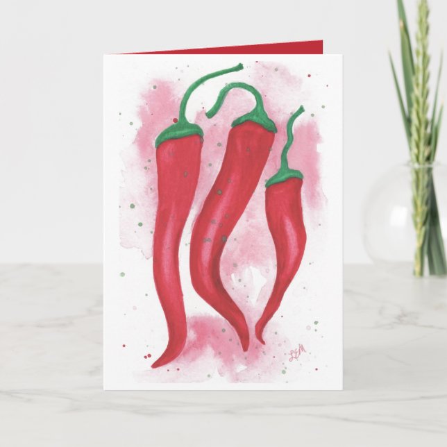 Spicy Peppers Letterpress Thank You Card (Front)