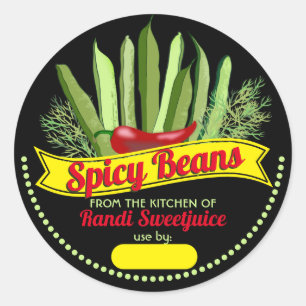 Spicy pickled green beans personalized canning cla classic round sticker
