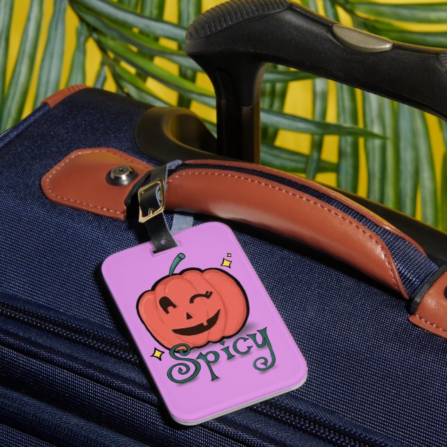 Spicy Pumpkin Spice Luggage Tag (Front Insitu 1)