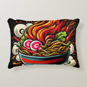 Spicy Ramen Japanese Noodle Street Art Accent Pillow