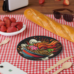 Spicy Ramen Japanese Noodle Street Art Paper Plates