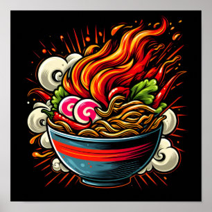 Spicy Ramen Japanese Noodle Street Art Poster