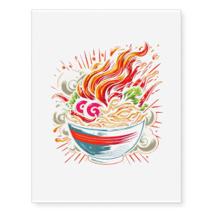 Spicy Ramen Japanese Noodle Street Art Temporary Tattoos