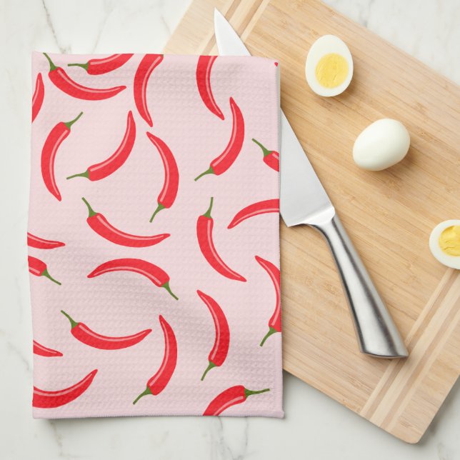 Spicy Red Chili Pattern Kitchen Towel (Quarter Fold)