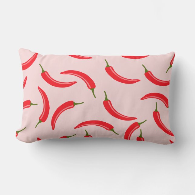 Spicy Red Chili Pattern Lumbar Pillow (Front)