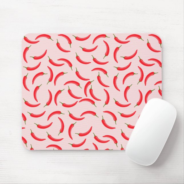Spicy Red Chili Pattern Mouse Pad (With Mouse)