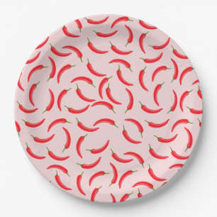 Spicy Red Chili Pattern Paper Plates