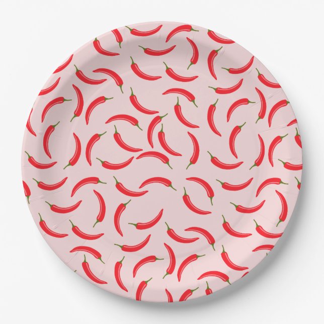 Spicy Red Chili Pattern Paper Plates (Front)