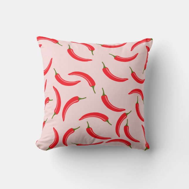 Spicy Red Chili Pattern Throw Pillow (Front)