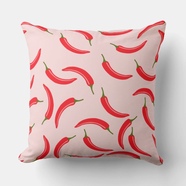 Spicy Red Chili Pattern Throw Pillow (Front)