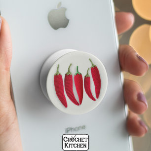 Spicy Red Minimal Crochet Jalapeno Knit Crafts PopSocket