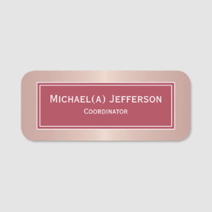 Spicy Red Rose Gold Metallic Pink Name Tag