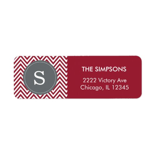 Spicy Red White Chevron Gray Custom Name Initial Label