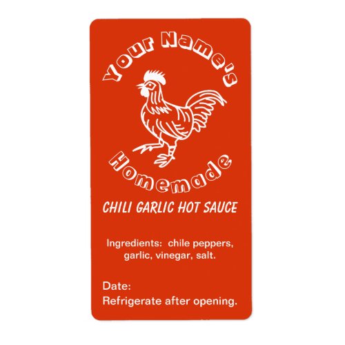 Spicy Rooster Custom Hot Sauce Labels Chili Garlic