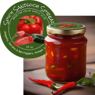 Spicy Salad Spread with Red and Green Peppers Classic Round Sticker